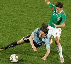 Uruguay against Mexico in Group Stage