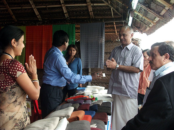 Minister Elamaram Kareem visiting Nepal's Hand made silk corner
