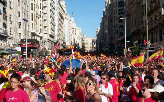 Spanish Fans celebrating their first FIFA World Cup Victory Spain Fans